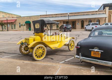 Austin Steam Train Association Hill County Flyer halten in Burnet, Texas - für Mittagessen, Shopping und Unterhaltung. Stockfoto