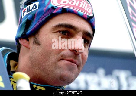 Italien Alta Badia 22.12.1994: Alberto Tomba, italienischer Skiläufer, während der Alpinweltmeisterschaft 1994/1995 Stockfoto