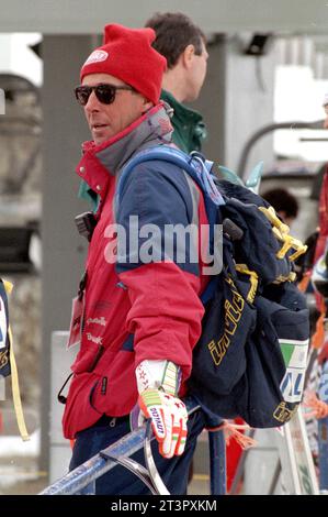 France Tignes 04.12.1994: Gustav Thoeni, Trainer von Alberto Tomba während des Rennens Stockfoto