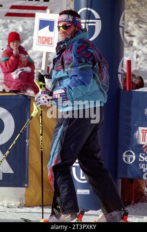 France Tignes 04.12.1994: Alberto Tomba, italienischer Skiläufer, während des WM-Rennens 1994/1995 Stockfoto