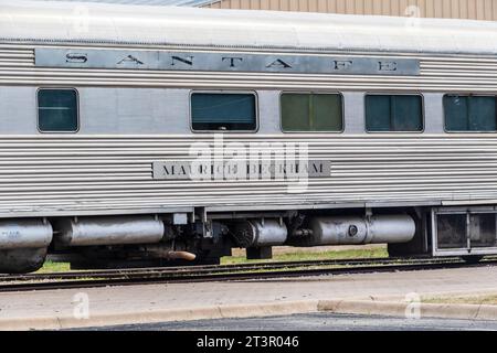 Austin Steam Train Association Hill County Flyer halten in Burnet, Texas - für Mittagessen, Shopping und Unterhaltung. Stockfoto