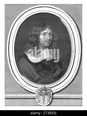 Porträt von Jean-Baptiste Colbert, Robert Nanteuil, nach Philippe de Champaigne, 1660 Porträt von Jean-Baptiste Colbert, Marquis von Seignelay, drei- Stockfoto