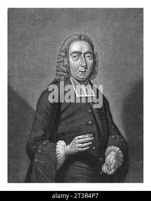 Porträt des Predigers Henricus Hageman, Pieter Louw, 1743 - 1760, Vintage-Gravur. Stockfoto