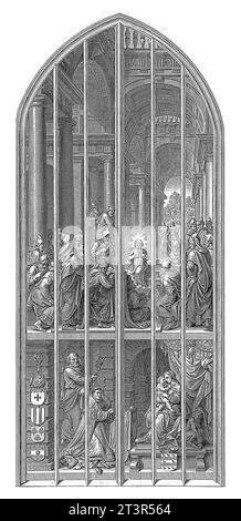 Buntglasfenster 13 in der Sint-Janskerk in Gouda: Der zwölfjährige Christus im Tempel, Pieter Tanje, nach Julius Cäsar Boetius, nach Lamb Stockfoto