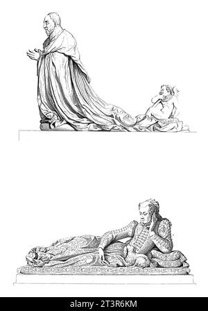 Skulpturen von Rene de Birague und seiner Frau Valentine Balbiani, Jacopo Bernardi, nach Ernest Antoine Auguste Hebert, nach Germain Pilon (I), 1818–1 Stockfoto