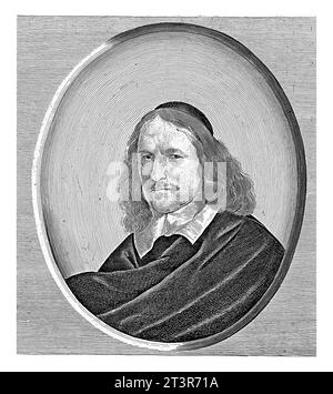 Büste links von Jacob van der Burgh in einem Oval. Unter dem Porträt fünf lateinische Zeilen. Stockfoto
