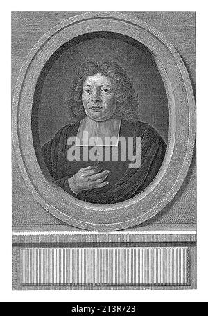 Porträt von Willem van Brakel, Robbert Muys, nach H. Car, 1766 Büste von Willem van Brakel, Pfarrer in Rotterdam, leicht links in Oval. Stockfoto