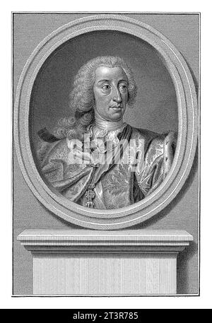 Porträt des deutschen Kaisers Karl VII. Albert, Pieter Tanje, nach Georg Desmarees, 1752 Porträt des deutschen Kaisers Karl VII. Albert. Stockfoto