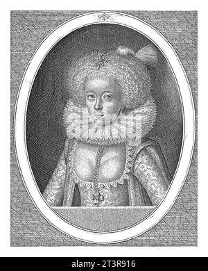 Porträt von Frances Carr, Simon van de Passe, 1615–1622 Porträt von Frances Carr ( Howard), Gräfin von Somerset. Anhänger eines Porträts von Robert Ca Stockfoto