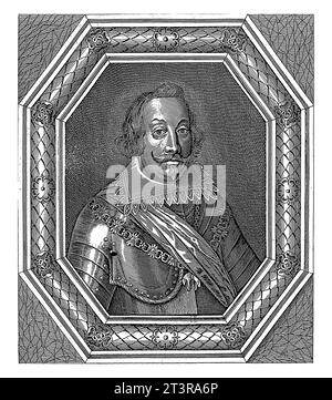 Porträt von Francisco de Moncada, Marquis von Aytona, Matthias van Sommer, 1672, Vintage-Gravur. Stockfoto