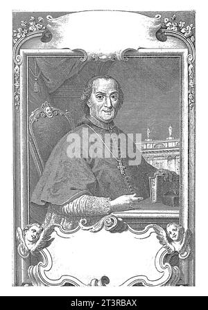 Porträt von Kardinal Angelo Maria Quirini, Carlo Orsolini, 1747, Vintage-Gravur. Stockfoto