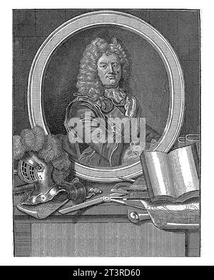 Portret van Sebastien Le Prestre de Vauban, Georg Paul Busch, nach Hyacinthe Rigaud, 1707 - 1756, Vintage-Gravur. Stockfoto