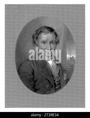 Porträt von Willem de Clercq, Henricus Wilhelmus Couwenberg, 1829 - 1845, Vintage-Gravur. Stockfoto