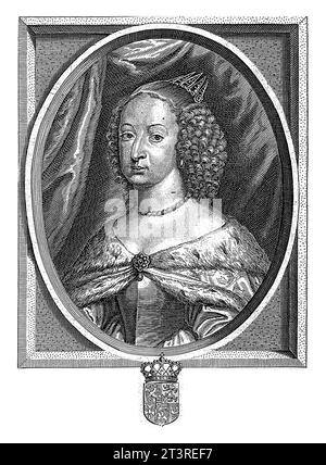 Porträt von Hedwig Eleonora, Königin von Schweden, Coenraet Waumans, 1633 - 1673 Porträt von Hedwig Eleonora, Königin von Schweden. Am Rande ihr Mantel von AR Stockfoto