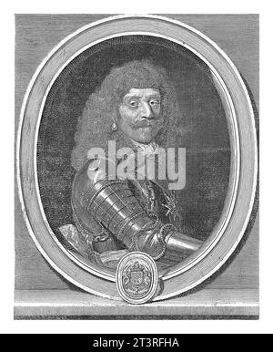 Porträt Henri de Lorraine, Gerard Edelinck, nach Pierre Mignard (1612-1695), 1666 - 1707 Porträt des französischen Generals Henri de Lorraine (1601-1) Stockfoto