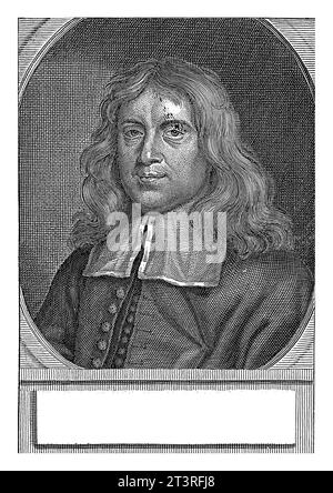 Porträt von Thomas Sydenham, Aernout Naghtegael, 1668 - 1725 Porträt von Thomas Sydenham, Arzt in London. Büste nach links in Oval. Stockfoto