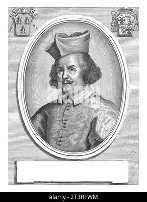 Porträt von Kardinal Carlo Rossetti, Albertus Clouwet, 1646 - 1679 Porträt im ovalen Rahmen von Kardinal Carlo Rossetti. Büste nach links. Stockfoto