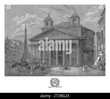 Pantheon in Rom, Domenico Amici, 1845 Blick auf das Pantheon und die Piazza della Rotonda in Rom. Stockfoto