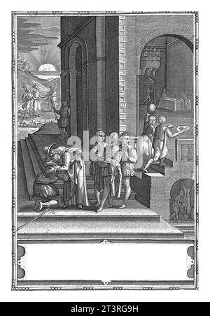 Parabel vom verlorenen Sohn: Der verlorene Sohn kehrt nach Hause zurück, Dominicus Custos, um 1579 - um 1615 der verlorene Sohn kehrt in sein Elternhaus zurück und ist W Stockfoto