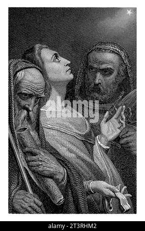 Drei Weisen aus dem Osten, Dirk Jurriaan Sluyter, nachdem Ary Scheffer, 1854 Melchior, flankiert von Balthazar und Caspar, auf einen strahlenden Stern blickt. Stockfoto