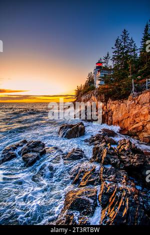 Bass Harbor Head Lighthouse im Acadia-Nationalpark Maine Stockfoto