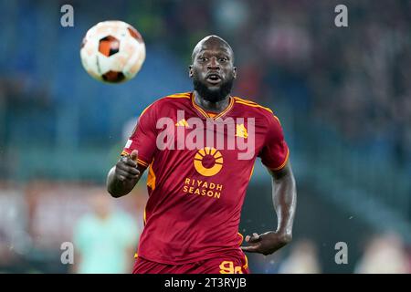 Rom, Italien. Oktober 2023. Romelu Lukaku von AS Roma während des Gruppenspiels der UEFA Europa League zwischen AS Roma und Slavia Praha am 26. Oktober 2023 im Stadio Olimpico in Rom. Quelle: Giuseppe Maffia/Alamy Live News Stockfoto