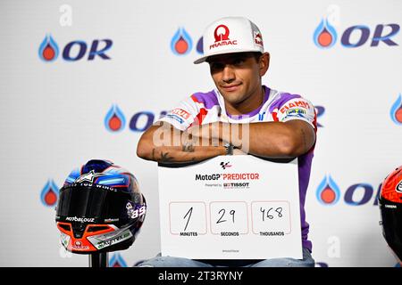 Thailand, 26. Oktober 2023, Pressekonferenz vor ODER Grand Prix von Thailand der MotoGP auf dem Chang International Circuit. 26. Oktober 2023 im Bild: Jorge Martin Rueda de prensa previa al Gran Premio de MotoGP de Thailandia en el Circuito Internacional de Chang. 26 de Octubre de 2023 POOL/MotoGP.com/Cordon Pressebilder sind nur für redaktionelle Zwecke bestimmt. Obligatorischer Vermerk: © MotoGP.com Credit: CORDON PRESS/Alamy Live News Stockfoto