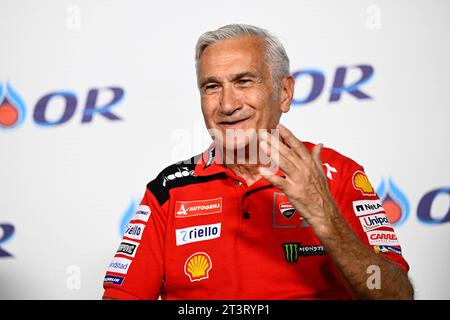 Thailand, 26. Oktober 2023, Pressekonferenz vor ODER Grand Prix von Thailand der MotoGP auf dem Chang International Circuit. 26. Oktober 2023 im Bild: DAVIDE TARDOZZI Rueda de prensa previa al Gran Premio de MotoGP de Thailandia en el Circuito Internacional de Chang. 26 de Octubre de 2023 POOL/MotoGP.com/Cordon Pressebilder sind nur für redaktionelle Zwecke bestimmt. Obligatorischer Vermerk: © MotoGP.com Credit: CORDON PRESS/Alamy Live News Stockfoto