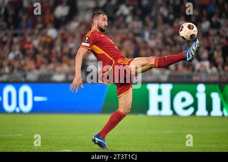 Rom, Italien. Oktober 2023. Bryan Cristante von AS Roma während des Europa League Group G Fußballspiels zwischen AS Roma und SK Slavia Prag im Olimpico-Stadion in Rom (Italien), 26. Oktober 2023. Quelle: Insidefoto di andrea staccioli/Alamy Live News Stockfoto