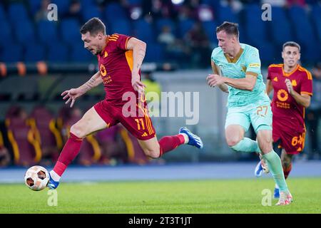 Rom, Italien. Oktober 2023. Andrea Belotti von AS Roma während des Gruppenspiels der UEFA Europa League zwischen AS Roma und Slavia Praha am 26. Oktober 2023 im Stadio Olimpico in Rom. Quelle: Giuseppe Maffia/Alamy Live News Stockfoto