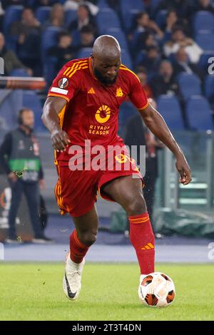 Rom, Italien. Oktober 2023. Romelu Lukaku, von AS Roma, in Aktion während des Europa League Gruppe G Fußballspiels zwischen Roma und Slavia Praha im Olympiastadion in Rom, Italien, 26. Oktober 2023. Quelle: Riccardo De Luca - Update Images/Alamy Live News Stockfoto