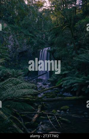 Foto der malerischen Hopetoun Falls im Great Otway National Park von Victoria, Australien, von der Aussichtsplattform aufgenommen. Stockfoto