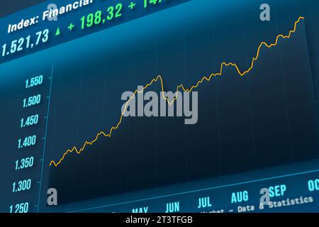 Der Finanzdienstleistungssektor steigt an, die Börse. Finanzdienstleistungsindex steigt an. Börsendaten, Aktien, Wachstum, Fortschritt, positive prozentuale Veränderungen auf einem Bildschirm. Börse, Geschäft und Handel. Finanzdienstleistungskonzept, Abbildung. Stock market120s14 sector Financial Services up Kredit: Imago/Alamy Live News Stockfoto
