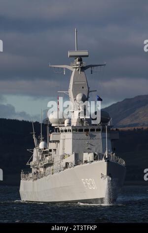 Zr. Frau Van Amstel (F831), eine Mehrzweckfregatte der Karel-Portier-Klasse, die von der Royal Netherlands Navy (Koninklijke Marine) betrieben wird. Stockfoto