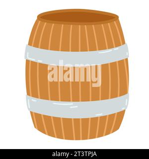 Cartoon-Illustration von Holzfässern aus Rum. Flacher STYLE. Piratenkonzept Vektor-Illustration isoliert auf weißem Hintergrund. Stock Vektor