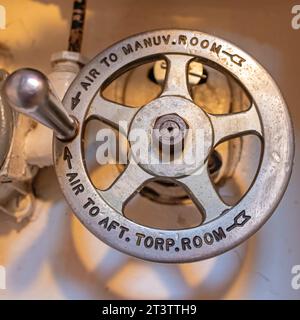Muskegon, Michigan - das USS Silversides, ein U-Boot der Gato-Klasse aus dem Zweiten Weltkrieg, im USS Silversides Submarine Museum. Stockfoto