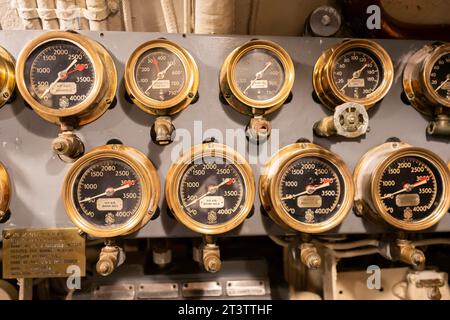 Muskegon, Michigan - das USS Silversides, ein U-Boot der Gato-Klasse aus dem Zweiten Weltkrieg, im USS Silversides Submarine Museum. Stockfoto