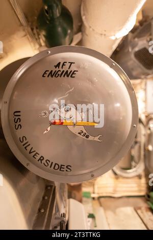 Muskegon, Michigan - das USS Silversides, ein U-Boot der Gato-Klasse aus dem Zweiten Weltkrieg, im USS Silversides Submarine Museum. Stockfoto