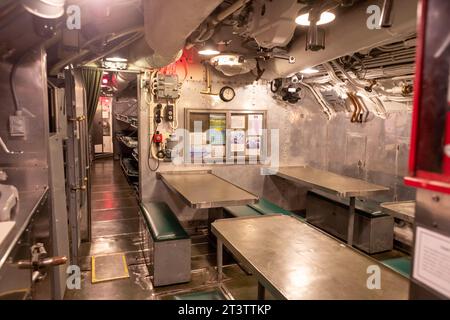 Muskegon, Michigan - das USS Silversides, ein U-Boot der Gato-Klasse aus dem Zweiten Weltkrieg, im USS Silversides Submarine Museum. Stockfoto