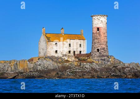 West Maidens Lighthouse, Larne, County Antrim, Nordirland, Großbritannien Stockfoto