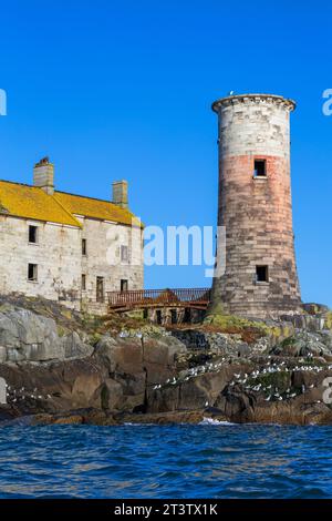 West Maidens Lighthouse, Larne, County Antrim, Nordirland, Großbritannien Stockfoto