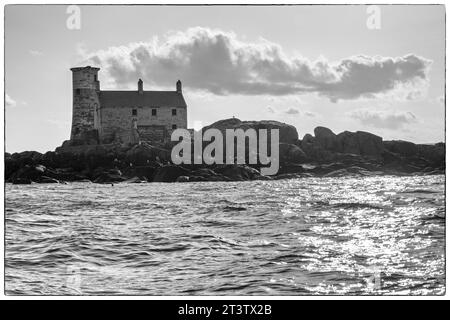 West Maidens Lighthouse, Larne, County Antrim, Nordirland, Großbritannien Stockfoto