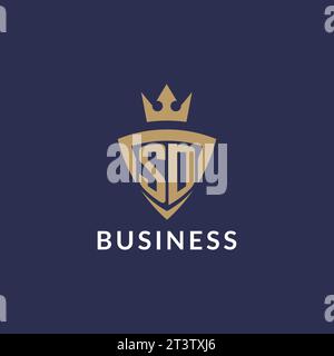 SD-Logo mit Schild und Krone, Vektordatei im Monogramm-Stil Stock Vektor