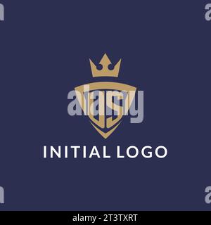 US-Logo mit Schild und Krone, Vektordatei im Monogramm-Stil Stock Vektor