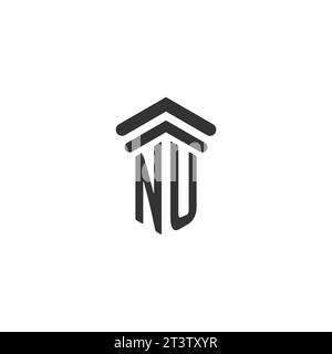 NU Initial für Logo-Designvorlage für Anwaltskanzlei Stock Vektor