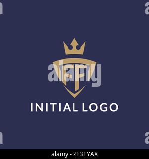 FF-Logo mit Schild und Krone, Vektordatei im Monogramm-Stil Stock Vektor