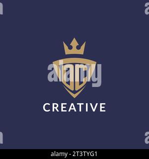 DC-Logo mit Schild und Krone, Vektordatei im Monogramm-Stil Stock Vektor