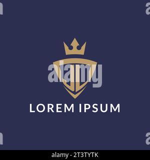 JL-Logo mit Schild und Krone, Vektordatei im Monogramm-Stil Stock Vektor