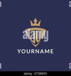 JV-Logo mit Schild und Krone, Vektordatei im Monogramm-Stil Stock Vektor