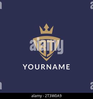 BI-Logo mit Schild und Krone, Vektordatei im Monogramm-Stil Stock Vektor